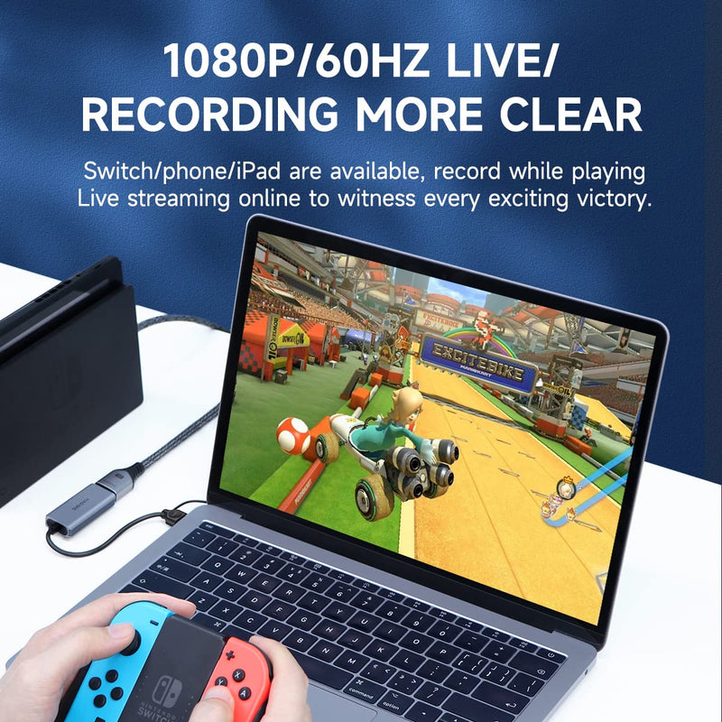  [AUSTRALIA] - Hagibis USB 3.0 Video Capture Card HDMI to USB/USB C 1080P HD 60fps Live and Record Video Audio Game Grabber MS2130 Chip for Switch Xbox PS4/5 Live Broadcast, Gaming, Streaming