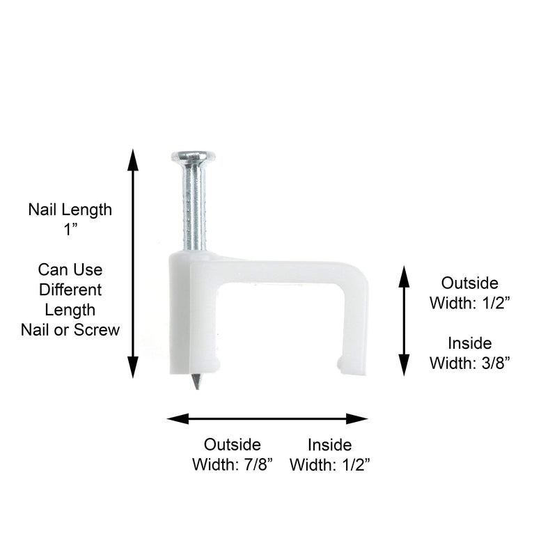 [AUSTRALIA] - THE CIMPLE CO - Dual, Twin, or Siamese Coaxial Cable Clips, Cat6, Electrical Wire Cable Clip, 1/2 in Nail Clip and Fastener, White (100 Pieces per Bag) 100 Pack White, Double