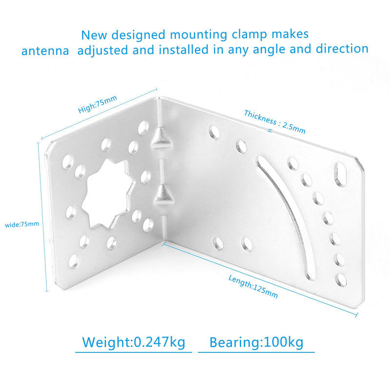  [AUSTRALIA] - ZDTECH Pole Mount Bracket L Mounting Bracket to Wall Hardware Accessories for LPDA yagi Outdoor Antenna with U-Bolt, Mounting Screws, Signal Booster Mast Clamp Adjustable Angle