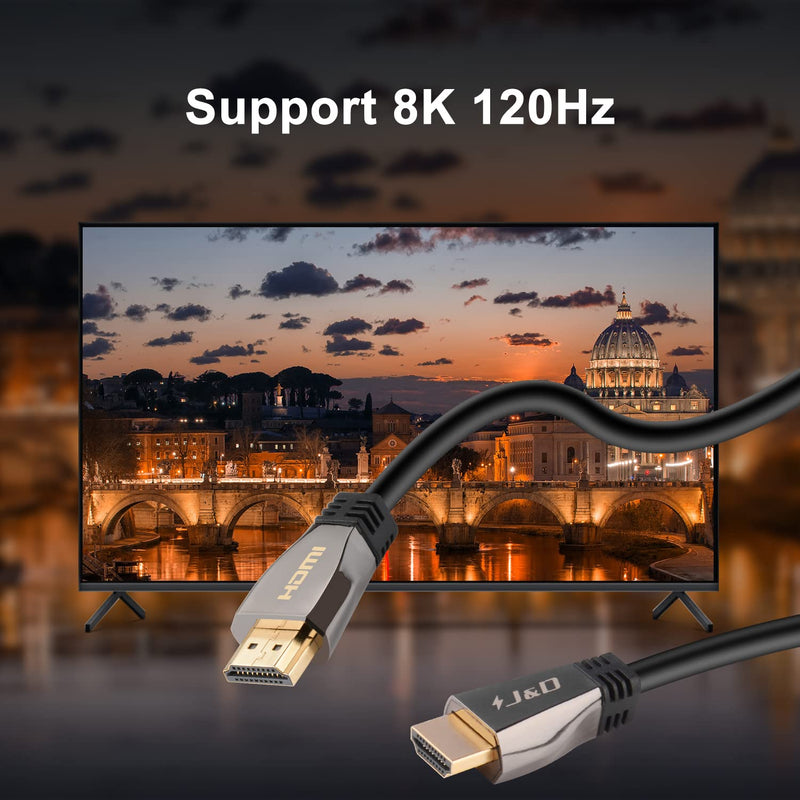  [AUSTRALIA] - J&D Ultra High Speed HDMI 2.1 Cable, 2.1 Version HDMI Cable Adapter Support 8K 120Hz 4K Dynamic HDR eARC Dolby with 48Gbps Bandwidth for PS5, Xbox Series X/S, RTX 3080/3090, 6.5 Feet