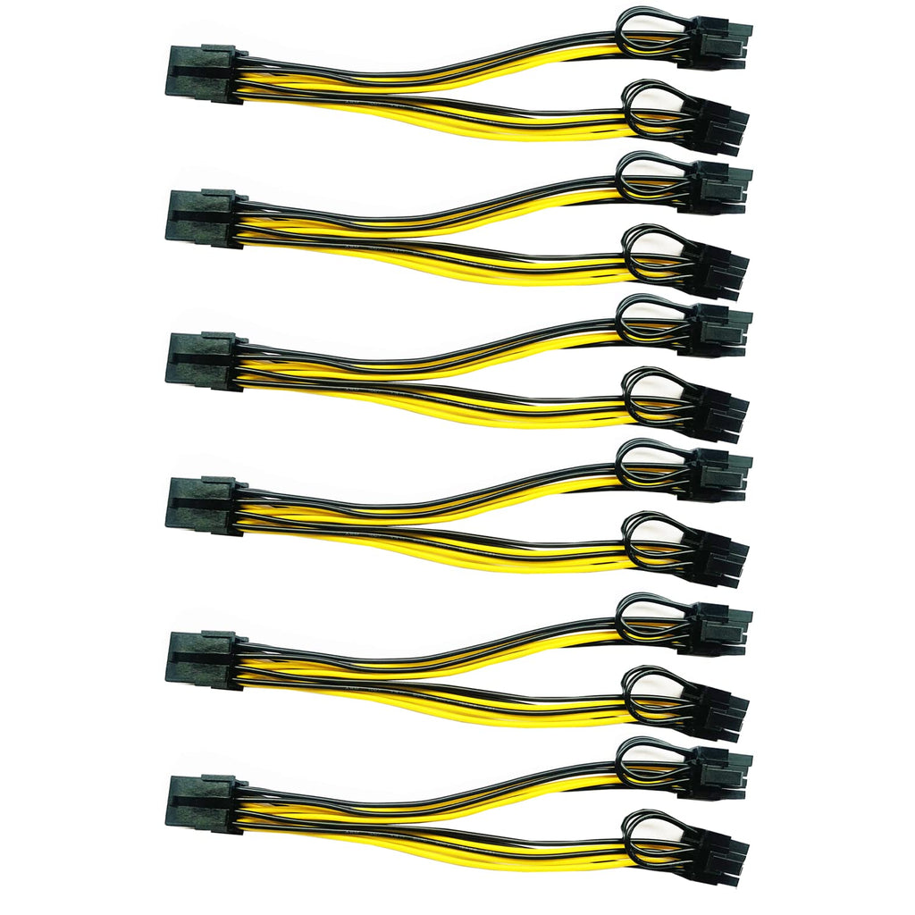  [AUSTRALIA] - (6Pack) 8 Pin GPU to Dual 8Pin (6+2) Pin PCIE Power Cable 8pin Male Splitter Cable PCI Express Graphics Card Connector PC Power Cable GPU Graphics Video Card Wire (12.5inch) 12.5inch