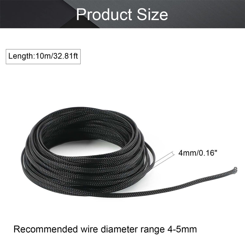  [AUSTRALIA] - Othmro 10m/32.8ft PET Expandable Braid Cable Sleeving Flexible Wire Mesh Sleeve Black 4mm*10m