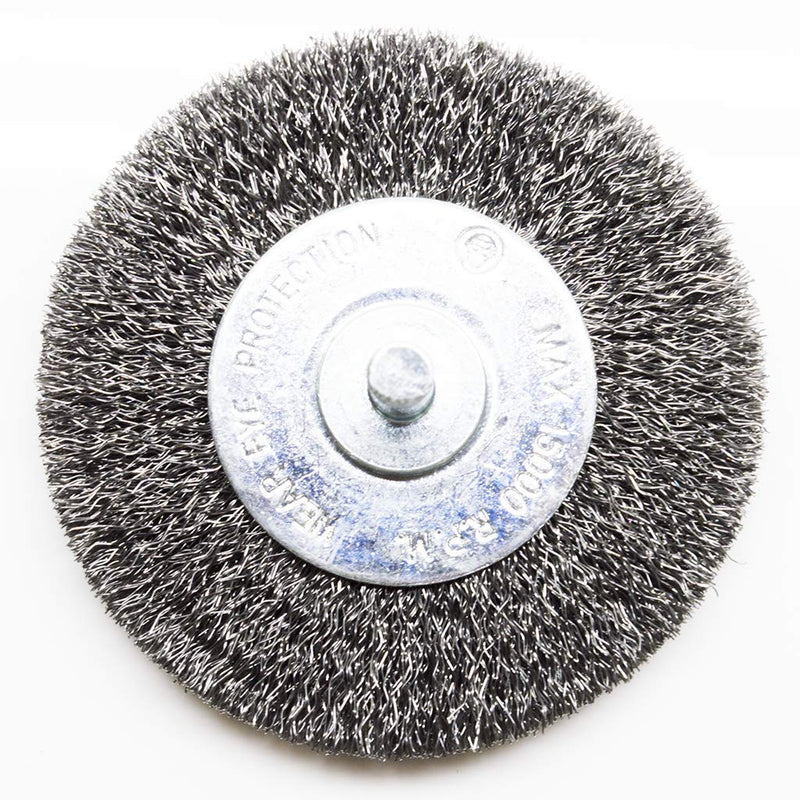  [AUSTRALIA] - Benchmark Abrasives 3" Mounted Crimped Wire Wheel for Narrow Holes and Confined Areas Coarse Grit - Carbon Steel