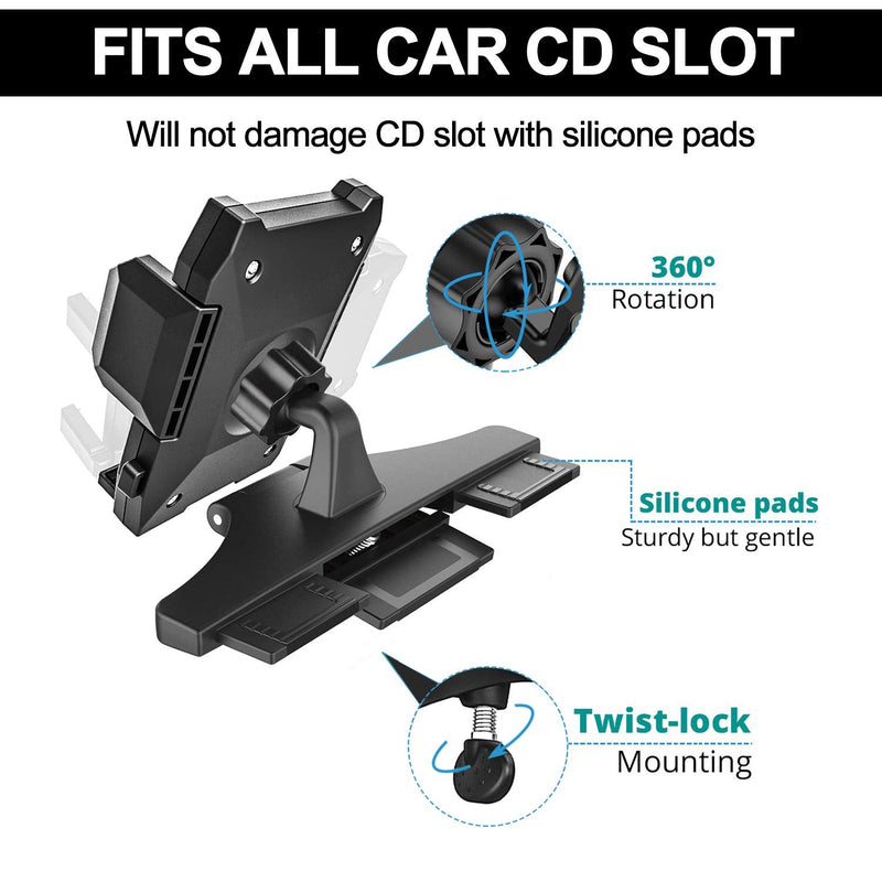  [AUSTRALIA] - EXSHOW Phone Holder for Car CD Slot, One-Hand-Available CD Player Cell Phone Mount for iPhone 11 Pro Max 11 XR XS 8 Plus 7 6S SE, Samsung S10+ S10e S10 S9 N9 S8 Note10 10+ Plus, Google, LG, Moto etc