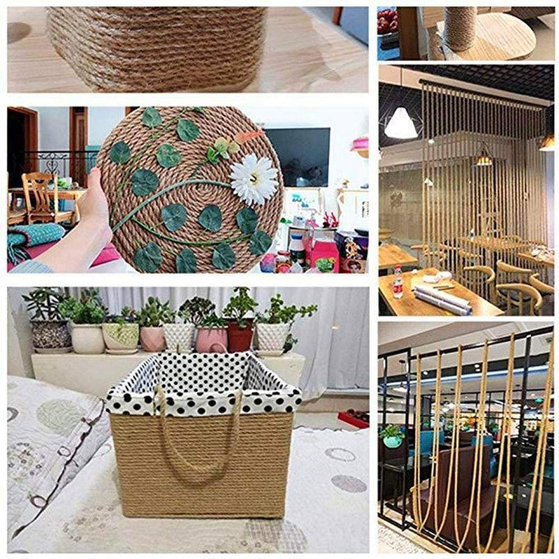  [AUSTRALIA] - 100% Natural Strong Jute Rope 164 Feet 1/4 Inch Hemp Rope String Twine for Crafts DIY Decoration Gift Wrapping