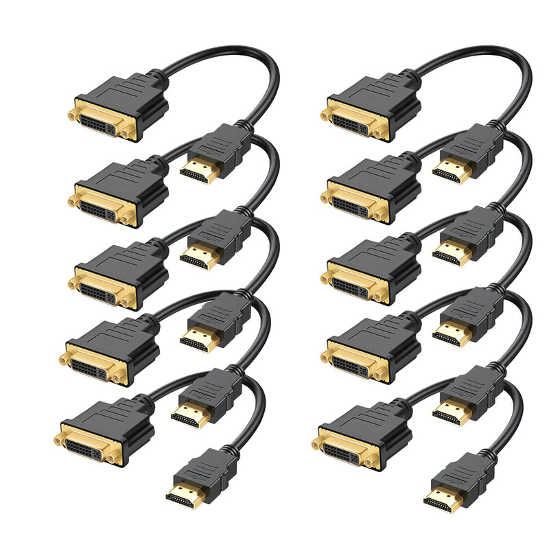  [AUSTRALIA] - Anbear HDMI to DVI Cable, Bi-Directional HDMI Male to DVI-D(24+1) Female Adapter, 4k DVI to HDMI Conveter (10 Pack, DVI-D) 10 Pack