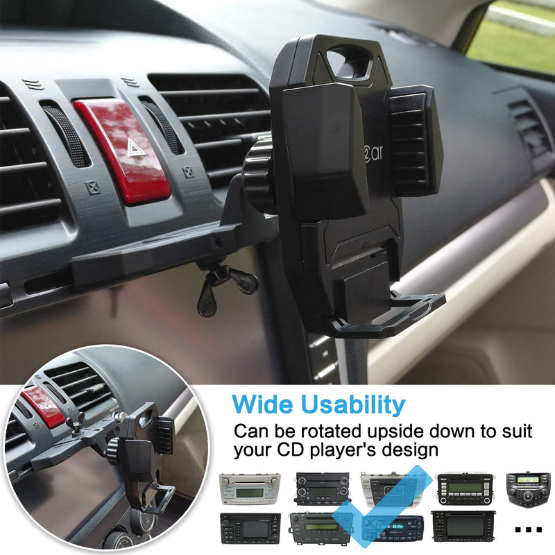  [AUSTRALIA] - Sturdy CD Slot Phone Mount with One Hand Operation Design, APPS2Car Hands-Free Car Phone Holder Universally Compatible with All iPhone & Android Cell Phones, for Smartphone Mobile