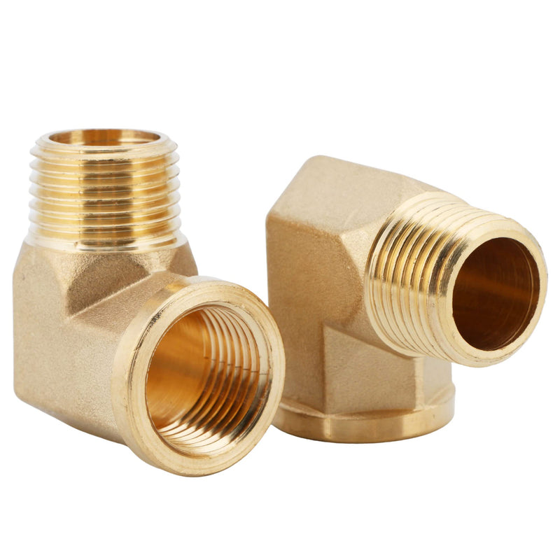  [AUSTRALIA] - U.S. Solid 2pcs 90 Degree Barstock Street Elbow Brass Pipe Fitting 1/2" NPT Male Pipe to 1/2" NPT Female 1/2" NPT Male x 1/2" NPT Female