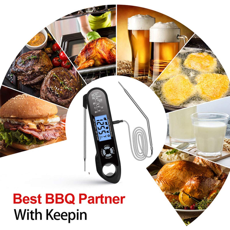  [AUSTRALIA] - Meat Thermometer Dual Probes, Instant Read Cooking Thermometer Kitchen Food Thermometer with Alarm Setting, Backlight & Magnet for BBQ Grill Smoker Oven Oil Candy.