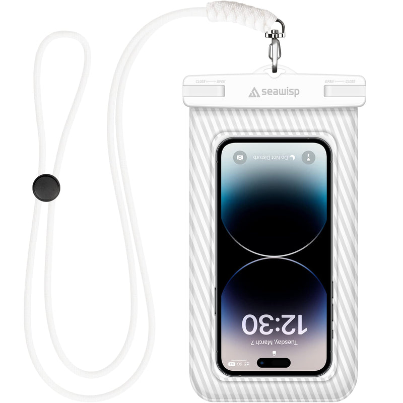  [AUSTRALIA] - Seawisp Waterproof Phone Pouch [Floating Sponge Design] IP68 Cellphone Case Lightweight Dry Bag with Lanyard for iPhone 14 13 12 11 Pro Xs XR X 8 7 Up to 6.2'' for Beach Vacation (Regular - White) Regular - White
