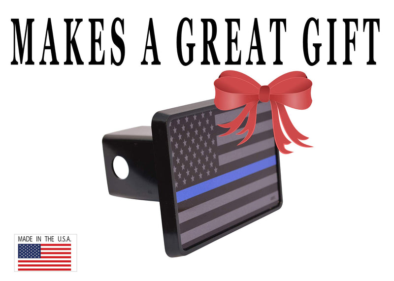  [AUSTRALIA] - Subdued Thin Blue Line Flag Trailer Hitch Cover Plug US Blue Lives Matter Police Officer Law Enforcement