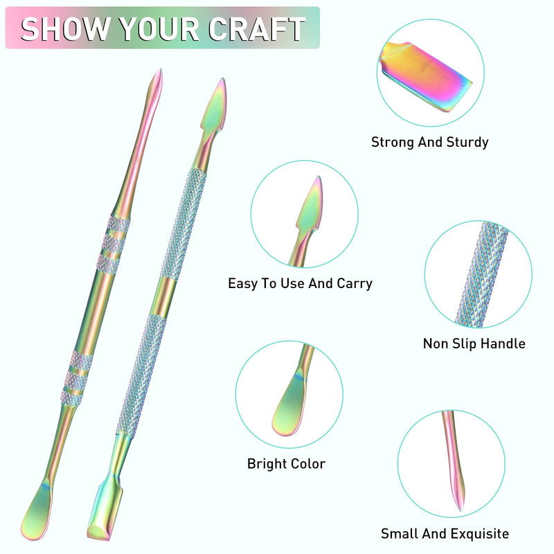  [AUSTRALIA] - 2 Pieces Wax Carving Tools Tools 4.75 Inch Stainless Steel Carving Wax Tools Spoon Carving Tools for Waxing Rainbow Color Carving Wax Tools Wax Sculpting Tools