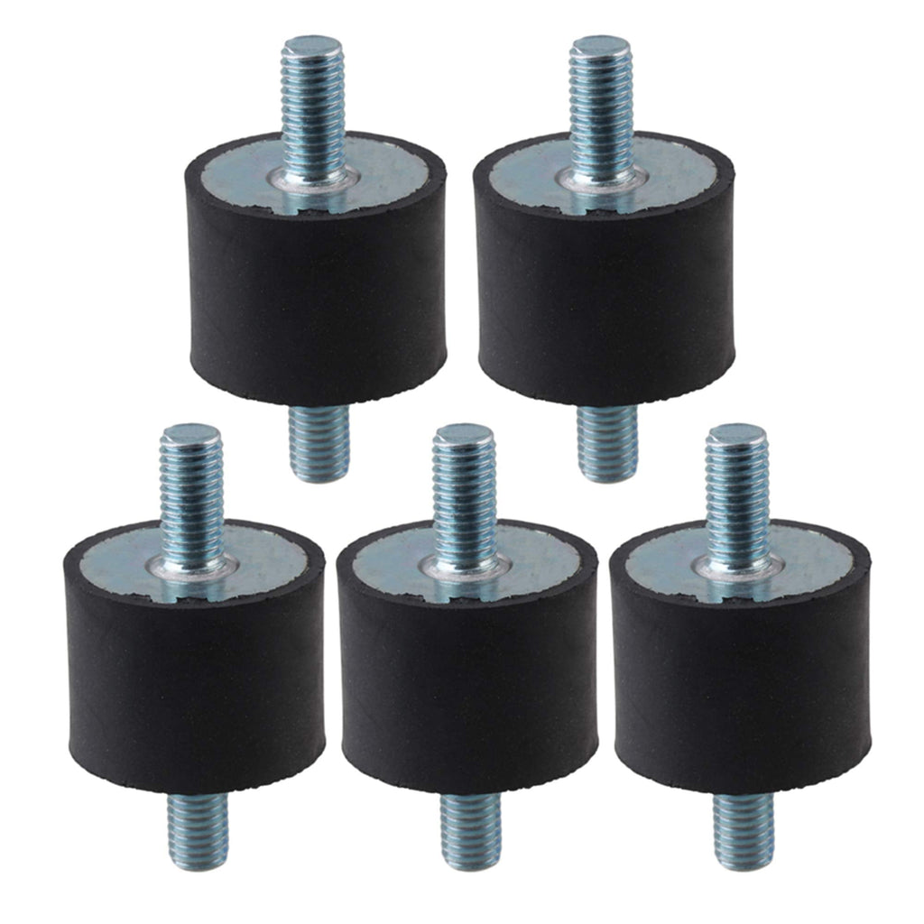  [AUSTRALIA] - CNBTR Rubber Black Double Screw 4x3cm M10 Rubber Cylindrical Vibration Mount for Industrial Set of 5