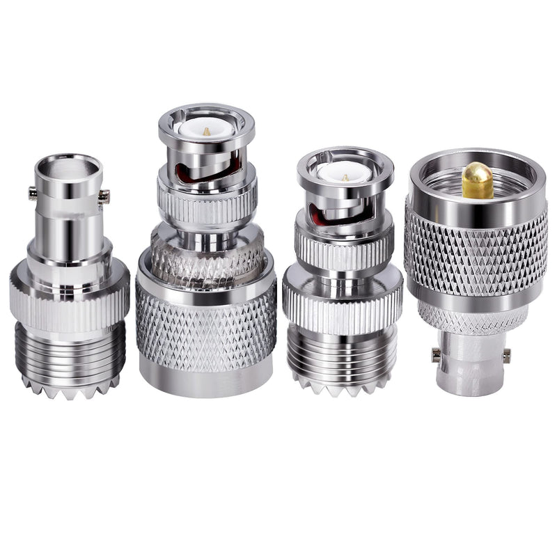  [AUSTRALIA] - TUOLNK 4pcs PL259 SO239 to BNC Adapter Coax Cable Connector, BNC to UHF Adapter Kit Male to Female Cable Gender Changers Coaxial Connector Kit for CB Radio,Radio,Antennas,Extension Coax Cable UHF to BNC Adapter Kit