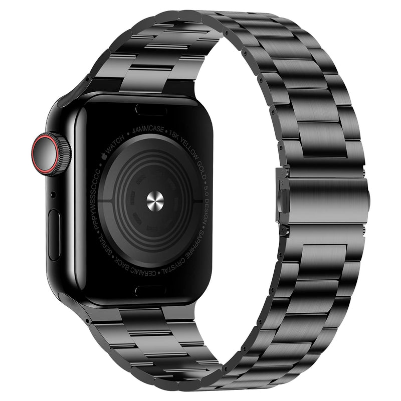  [AUSTRALIA] - iiteeology Compatible with Apple Watch Band 42/44/45mm 38/40/41mm, Upgraded Solid Business Stainless Steel Band for Apple iWatch Series 7 6 5 4 3 2 1 SE Black 41mm/40mm/38mm