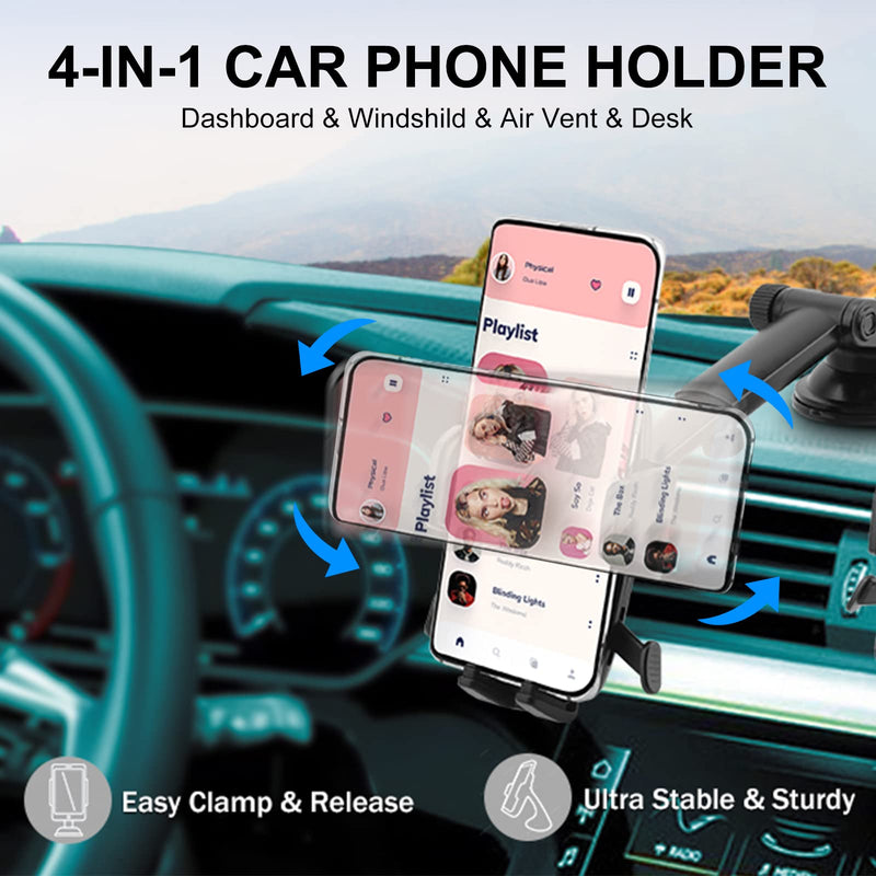  [AUSTRALIA] - BALANSOHO-Accessories BALANSOHO Phone Holder for Car,360degree Rotatable Upgraded Universal Mount Car Dashboard, Windshield, Air Vent Hands Free Compatible with All Smart Phones and Cars Black