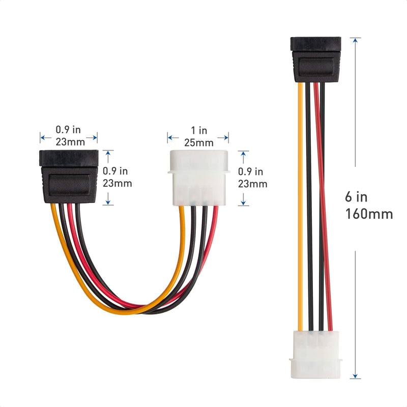 Cable Matters 3-Pack 4 Pin Molex to SATA Power Cable (SATA to Molex) - 6 Inches - LeoForward Australia