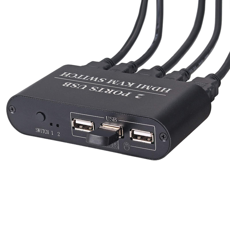  [AUSTRALIA] - LiNKFOR KVM HDMI Switch 2 in 1 Out Box，2-Port USB HDMI Cable KVM Switch，Support 4K@30Hz and Share 2 Computers with one Keyboard Mouse and one HD Monitor