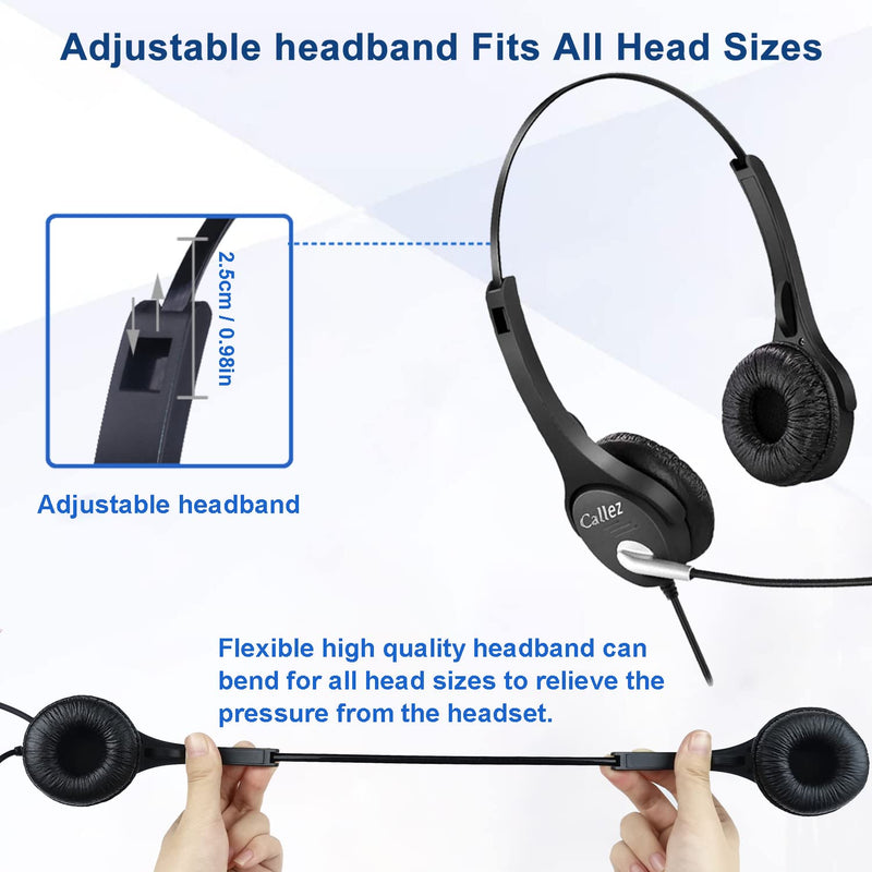  [AUSTRALIA] - Callez 3.5mm Cell Phone Headset Dual, Corded Computer Headsets with Microphone Noise Canceling for iPhone Samsung Galaxy Huawei LG BlackBerry Laptop PC Tablets Podcast Skype Home Office (C402E2)