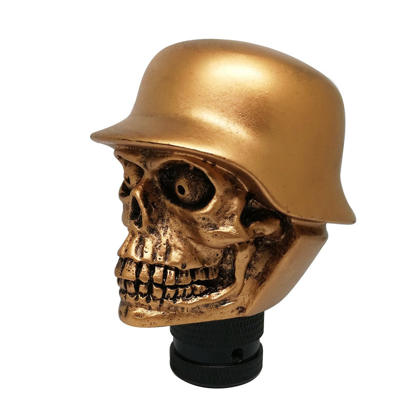  [AUSTRALIA] - Mavota Skull Shift Knob Soldier Head Hat Style Stick Shifter Knob Fit Car Truck SUV Gold