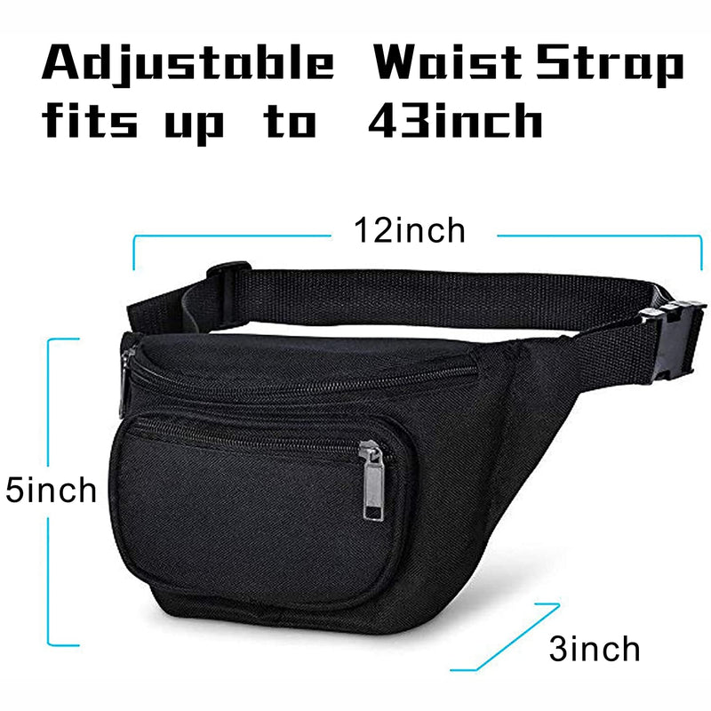 Fanny Pack, AirBuyW 3 Zippered Compartments Adjustable Waist Sport Fanny Pack Bag Black - LeoForward Australia