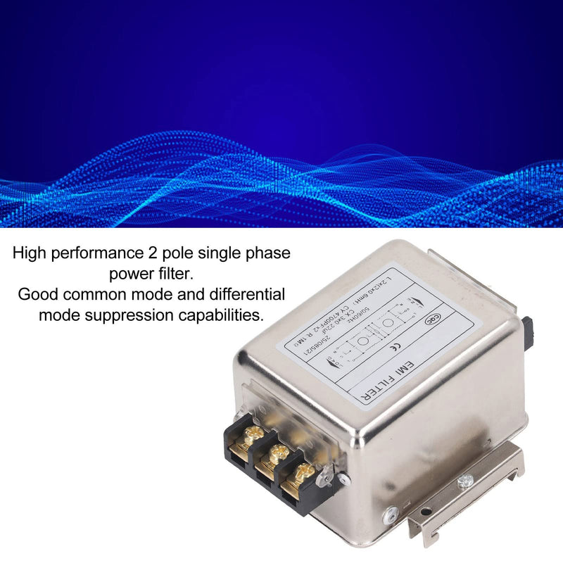  [AUSTRALIA] - EMI Filter Anti-Interference Noise Signal Filtration 35mm Rail Installation 30A Single Phase Line Filter 125V 250V