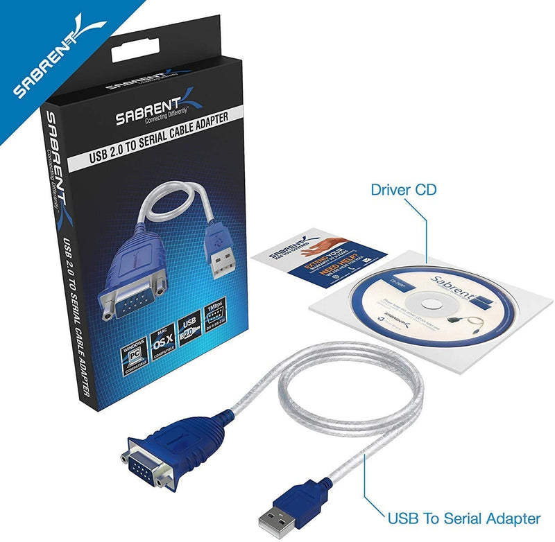  [AUSTRALIA] - SABRENT USB 2.0 to Serial (9-Pin) DB-9 RS-232 Converter Cable, Prolific Chipset, HEXNUTS -, [Windows 10/8.1/8/7/VISTA/XP, Mac OS X 10.6 and Above] 2.5 Feet (CB-DB9P) 2.5 FT