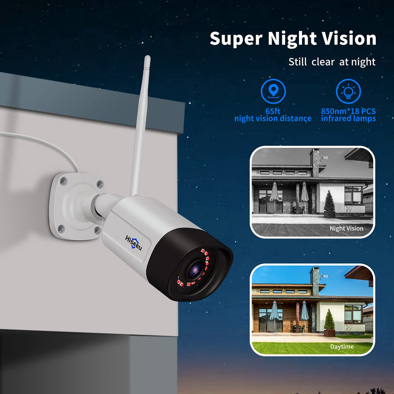 Hiseeu 2K Outdoor Security Camera bullet,2-Way Audio, 3MP Surveillance IP Cameras,IP66 Waterproof, Remote Viewing,Motion Detection,Night Vision,Cloud&SD Storage,Compatible with Hiseeu Wireless Systems - LeoForward Australia