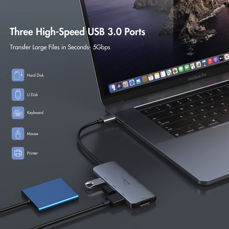 USB C Hub MacBook Pro Dongle USB Adapter for MacBook Pro Air 2020/2019/2018/2017,Dell,Surface Go,HP,6 in 1 USB Type C Mac Dongle Accessories with 4K@30Hz HDMI, 3 USB 3.0 Ports,SD/Micro SD Card Reader 5 in 1 USB C Adapter - LeoForward Australia