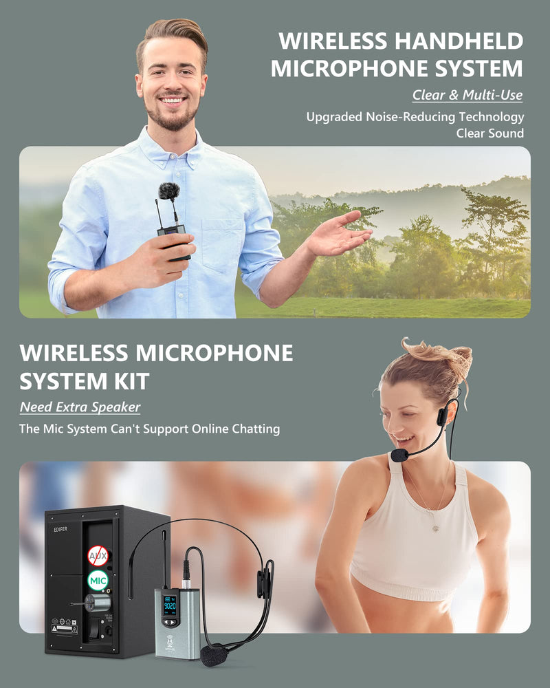  [AUSTRALIA] - Wireless Microphone System Headset Mic/Stand Mic/Lavalier Lapel Mic with Rechargeable Bodypack Transmitter & Receiver 1/4" Output for iPhone, PA Speaker, DSLR Camera, Recording, Teaching, Church, Vlog 1T1R