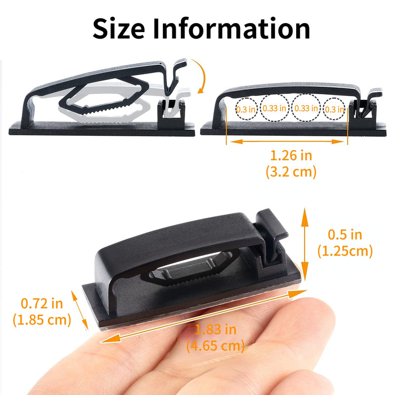  [AUSTRALIA] - Cable Clips 50Pcs, Self Adhesive Cable Management Clips, Cord Organizer Wire Clips Cord Holder for Appliances PC Wall Ethernet Cable Under Desk Nightstand Home Office Car (Black)