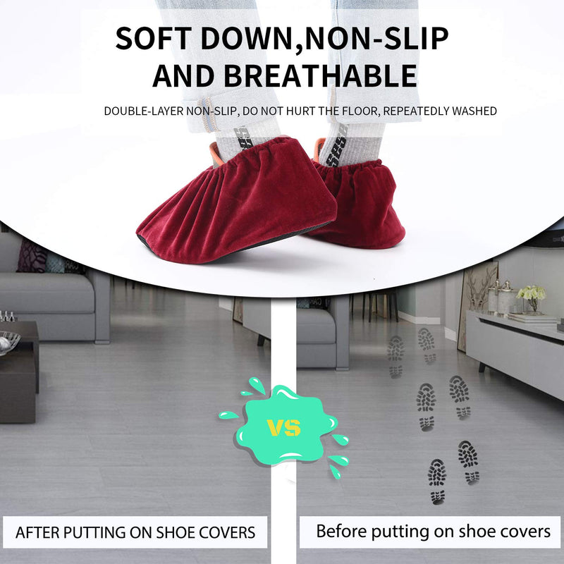  [AUSTRALIA] - 5 Pairs Reusable Non Slip Shoe Covers, Premium Soft Washable Thickened Boot Shoe Covers for Household, Office, Laboratory