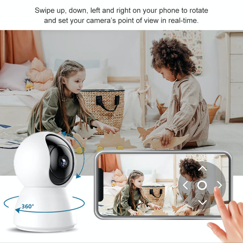  [AUSTRALIA] - 2k 5GHz & 2.4GHz Security Camera Indoor Wireless Compatible with Alexa & Google Home pet Dog Home Baby Camera with Phone app Baby Monitor WiFi Smartphone (2Pcs 64GB SD)