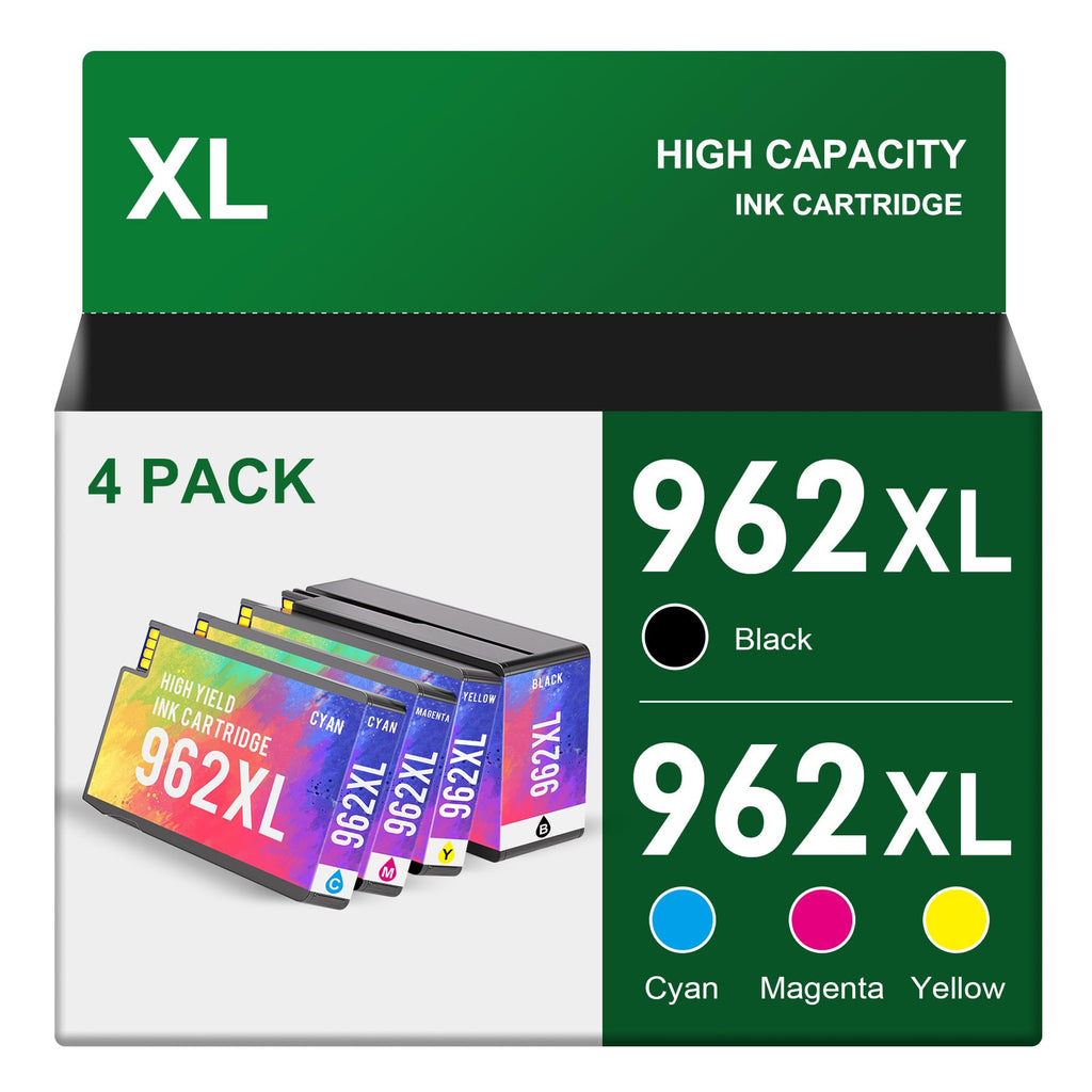  [AUSTRALIA] - Compatible for HP 962 XL Ink Cartridges Combo Pack for HP 9010 Ink Cartridges Work for HP OfficeJet Pro 9010 9015 9018 9020 9025 9019 Printers (Black Cyan Magenta Yellow)