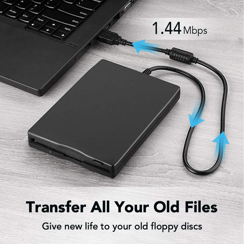  [AUSTRALIA] - USB Floppy Drive, MthsTec 3.5" USB External Floppy Disk Drive 1.44 MB Slim Plug and Play FDD Drive for PC Windows 2000/XP/Vista/Windows 7/8/10/Mac(Black)