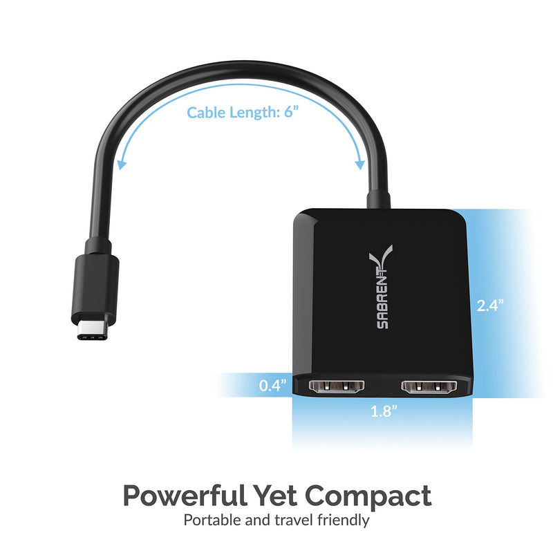  [AUSTRALIA] - Sabrent USB Type-C Dual HDMI Adapter [Supports Up to Two 4K 30Hz Monitors, Compatible with Windows Systems Only] (DA-UCDH) Type-C to Dual HDMI Adapter