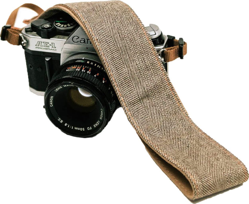  [AUSTRALIA] - Brown Jeans Camera Strap Real Denim Belt for All DSLR Camera. Universal SLR Strap, Neck Shoulder Camera Strap for Canon, Nikon,Pentax, Sony, Fujifilm and Digital Camera, Best Gift for Photographers Brown