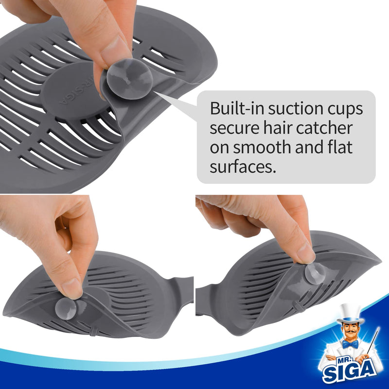  [AUSTRALIA] - MR.SIGA Shower Drain Hair Catcher, Silicone Hair Strainer for Bathtub, Bathroom Hair Stopper Drain Cover, 3 Pack, Gray