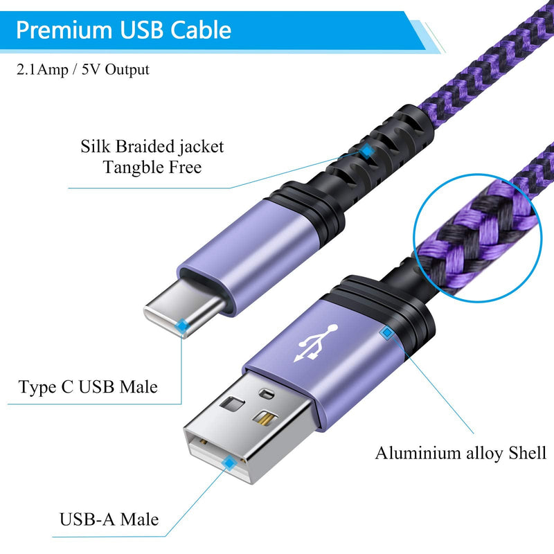  [AUSTRALIA] - 5PACK Android Charger Cable C Fast Charging Phone Charger Type C to USB A Power Cord 6FT/2.4A for Samsung Galaxy S21 S20 S10 S9 S8 S20 FE/Note 21/20 Ultra A12 A01 A50 A20 A21 A51 A32 A42 A72 A52 Moto