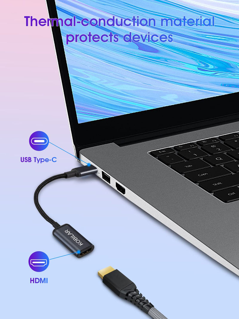  [AUSTRALIA] - Kobilar USB C to HDMI Adapter - High Resolution（4K@60Hz） USBC to HDMI Aluminum Shell HDMI to USB C Adapter with 30-Micron Gold Plug for Apple iPad MacBook Pro/Air,Thunderbolt 4/3，Galaxy/Monitor Black