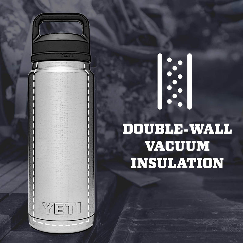 YETI Rambler 26 oz Bottle, Vacuum Insulated, Stainless Steel with Chug Cap, Black - LeoForward Australia