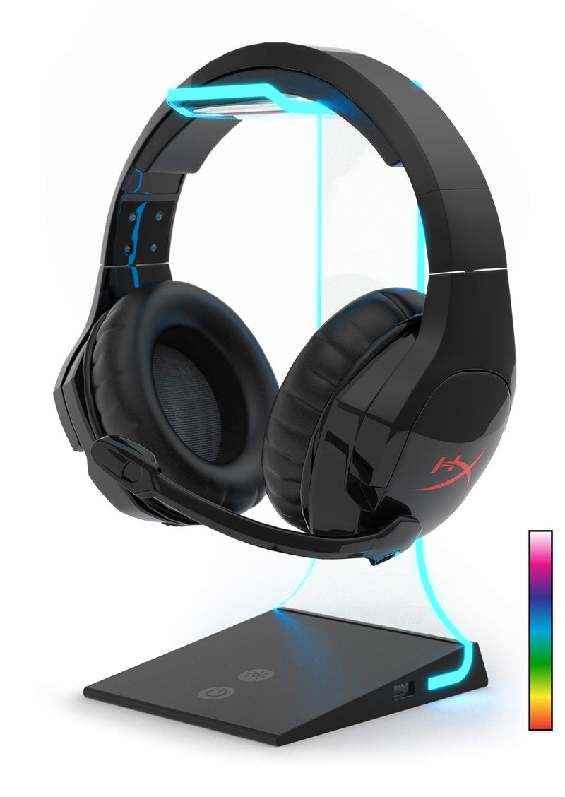 [AUSTRALIA] - RGB Headphone Stand with USB Charging – Floating Illuminated Acrylic Design Compatible with All Standard Sized Headsets | Vertex by Asterion