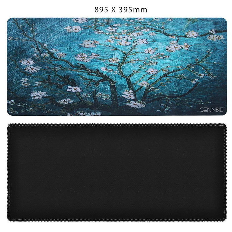 Cennbie Blossoming Almond Tree Rectangle Large Gaming Mouse Pad Extended Oblong Gaming Mousepad Mouse Mat in 895mm395mm1.8mm (Edge Stitched) Apricot blossom - LeoForward Australia