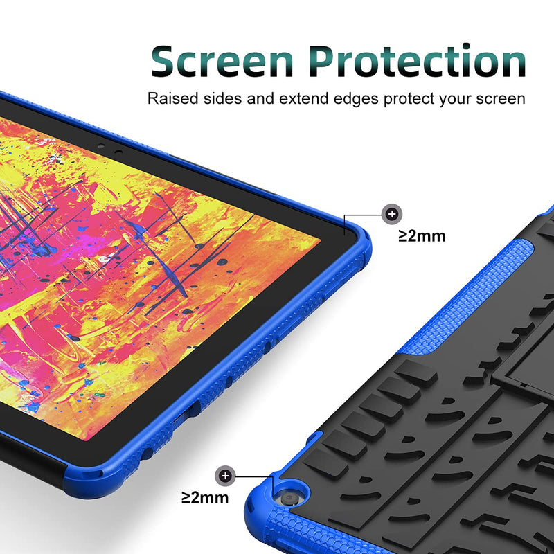  [AUSTRALIA] - ROISKIN for F i r e HD 10 Tablet Case 2021 Release, Heavy Duty Dual Layer Shockproof Impact Resistance Protective Case with Kickstand Compatible with Fire 10 Case & 10 Plus 11th Gen Not for iPad 10.1 Blue