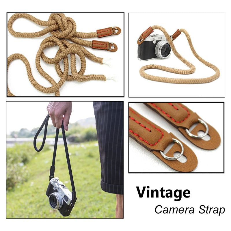  [AUSTRALIA] - Camera Strap, Camera Straps For Photographers Pure Cotton Camera Neck & Shoulder Strap For All DSLR Camera Short Brown