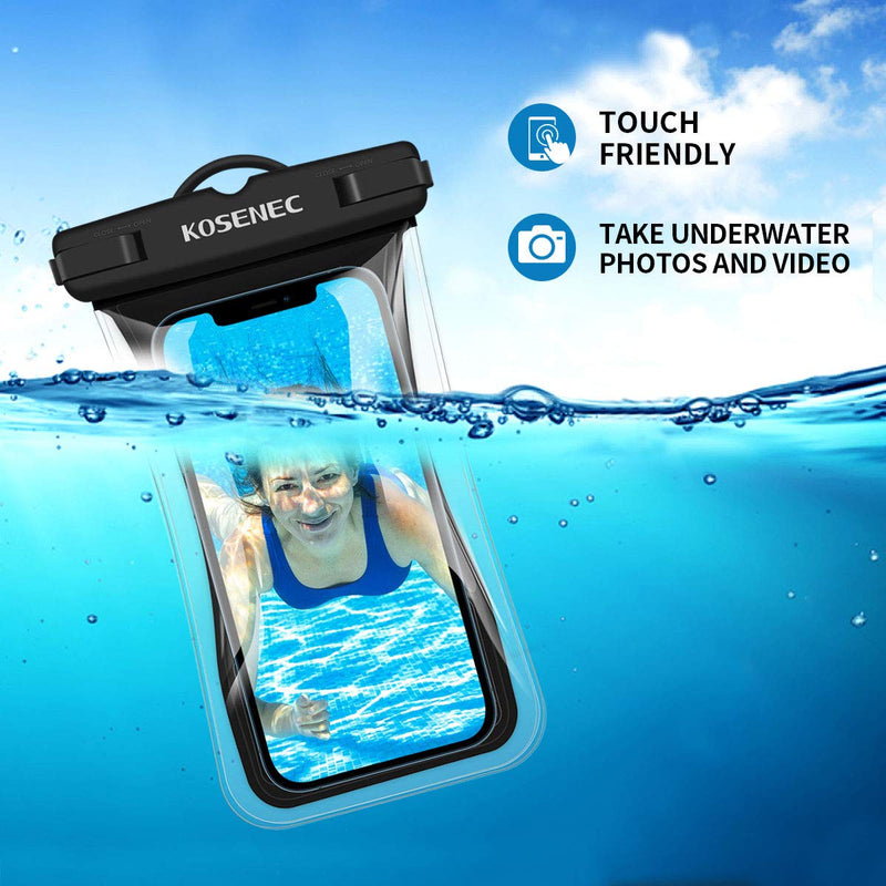  [AUSTRALIA] - Waterproof Phone Pouch, [2-Pack] Floating IPX8 Universal Cell Phone Waterproof Case Underwater Dry Bag with Lanyard Take Pictures Compatible with iPhone, Samsung and More Up to 6.9'' Black+Black