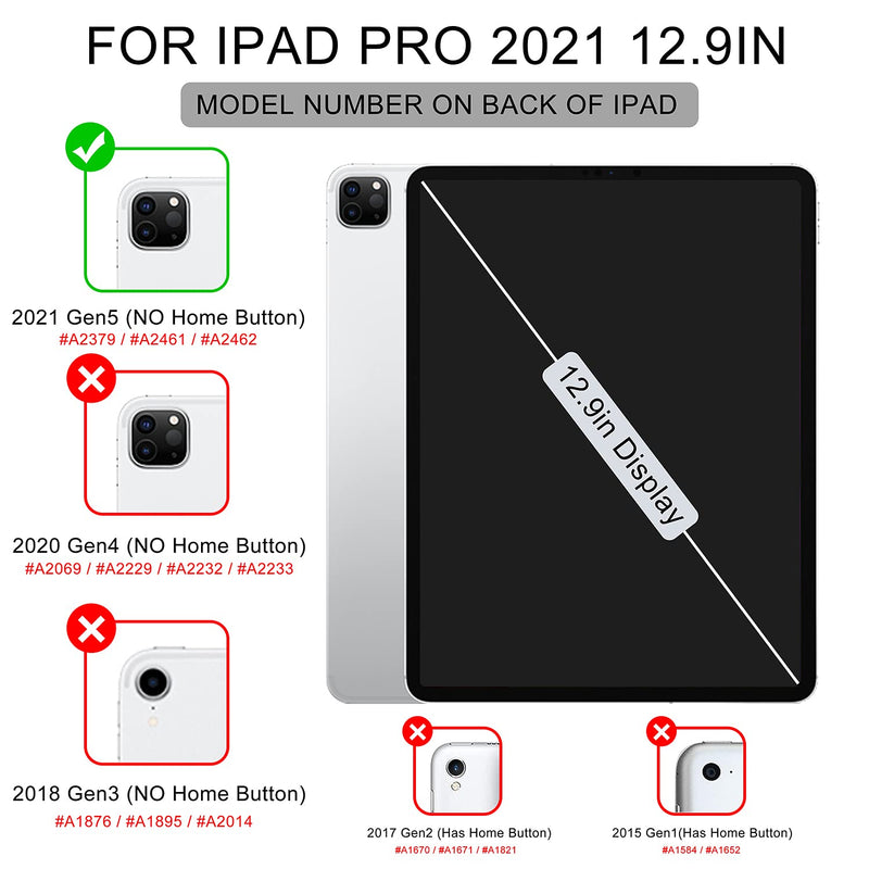  [AUSTRALIA] - Soke New iPad Pro 12.9 Case 2021(5th Generation) - [Slim Trifold Stand + 2nd Gen Apple Pencil Charging + Smart Auto Wake/Sleep],Premium Protective Hard PC Back Cover for iPad Pro 12.9 inch(Navy) Navy
