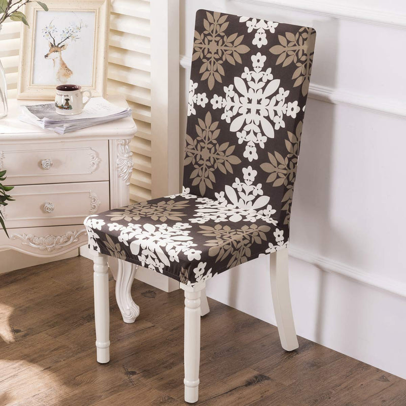  [AUSTRALIA] - Padgene Stretch Dining Chair Covers Removable Washable Spandex Slipcovers Chair Protective Covers (1 Pcs, Brown Baroque) 1 Pcs