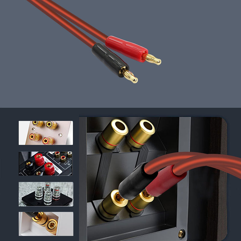  [AUSTRALIA] - XMSJSIY 6.35mm 1/4 TRS to Banana Plug Speaker Cable, 6.35mm 3 Pole Speaker Cable with 4mm Banana Plug 2pcs OFC HiFi Speaker Wire for DJ Application Guitars Mixer Headphone Jack- (2m)