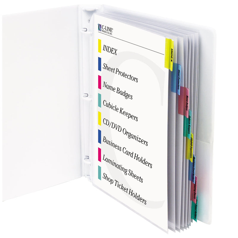  [AUSTRALIA] - C-Line Polypropylene Sheet Protector with Index Tabs, Assorted Color Tabs, 11 x 8.5 Inches, One 8-Tab Set (05580) Assorted Colors